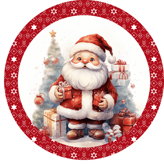 Christmas Santa with Gifts Metal / Vinyl Sign - Made in USA
