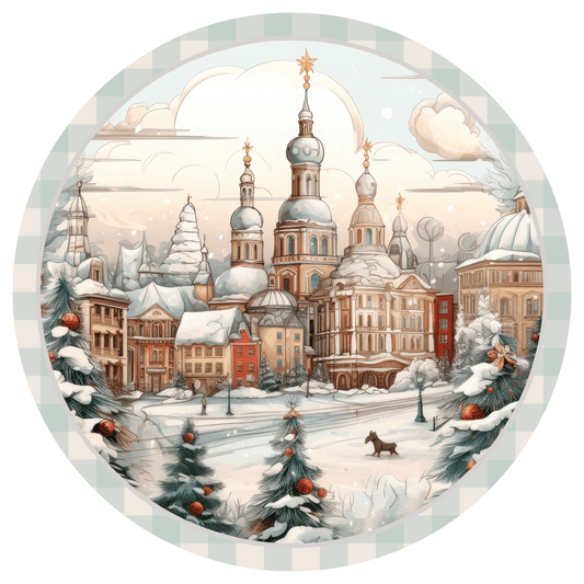 Christmas Small Town Palace Metal / Vinyl Sign - Made in USA