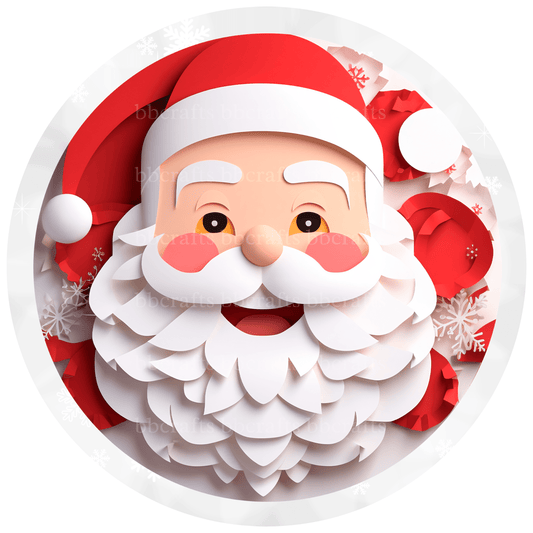 Christmas Smiley Santa Metal / Vinyl Sign - Made in USA