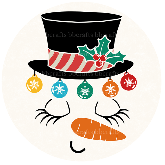 Christmas Snowman Face with Hat Metal / Vinyl Sign - Made in USA