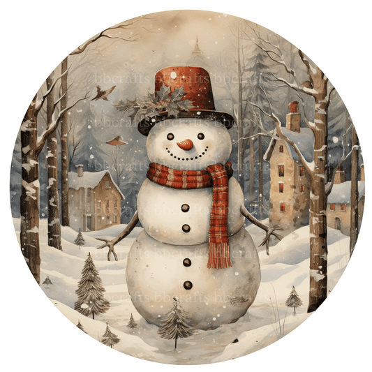 Christmas Snowman Metal / Vinyl Sign - Made in USA