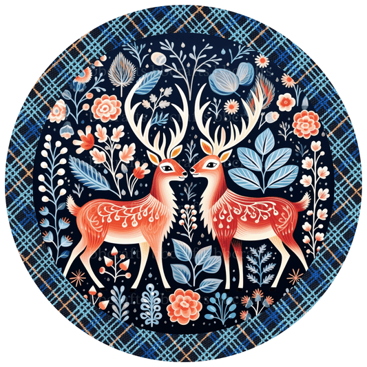 Christmas Twin Deer Metal / Vinyl Sign - Made in USA