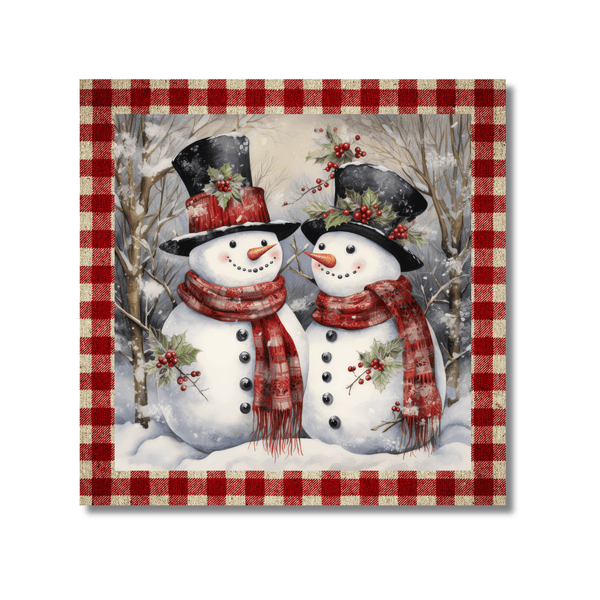 Christmas Metal Sign: WINTER SNOWMAN - Wreath Accents - Made In USA BBCrafts.com