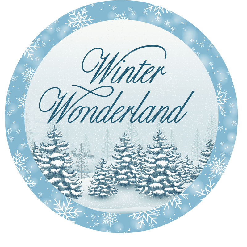 Christmas Metal Sign: WINTER WONDERLAND - Wreath Accent - Made In USA BBCrafts.com