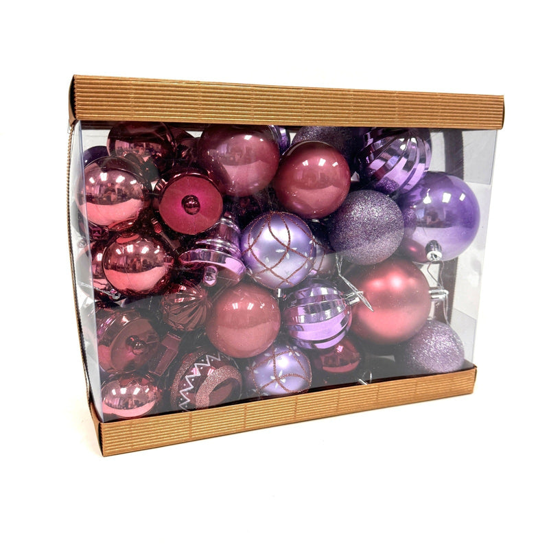 Christmas Ornaments Purple Pink Shatterproof - 60 Pieces BBCrafts.com