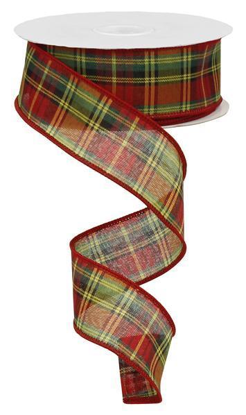 Christmas Plaid Wired Ribbon - ( 1-1/2 Inch | 10 Yards ) BBCrafts.com
