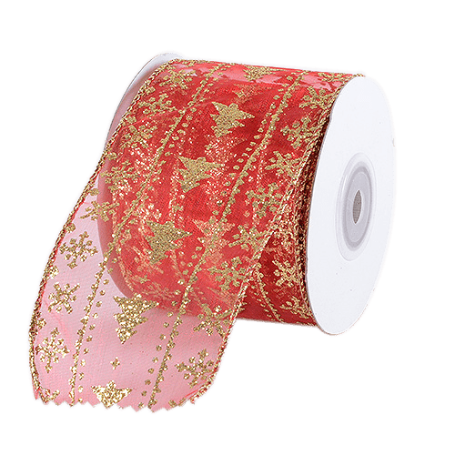 Christmas Ribbon Red Gold ( 2 - 1/2 Inch x 10 Yards ) - YLB080250G003 BBCrafts.com