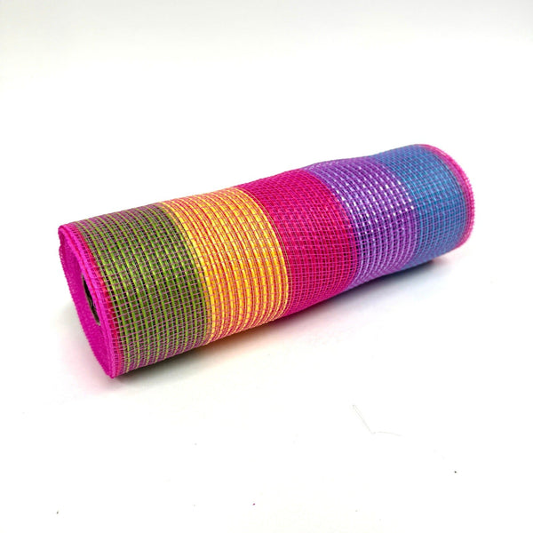 Colorful Rainbow Wide Stripes Deco Mesh - Holiday Floral Deco Mesh - ( 10 Inch x 10 Yards ) BBCrafts.com
