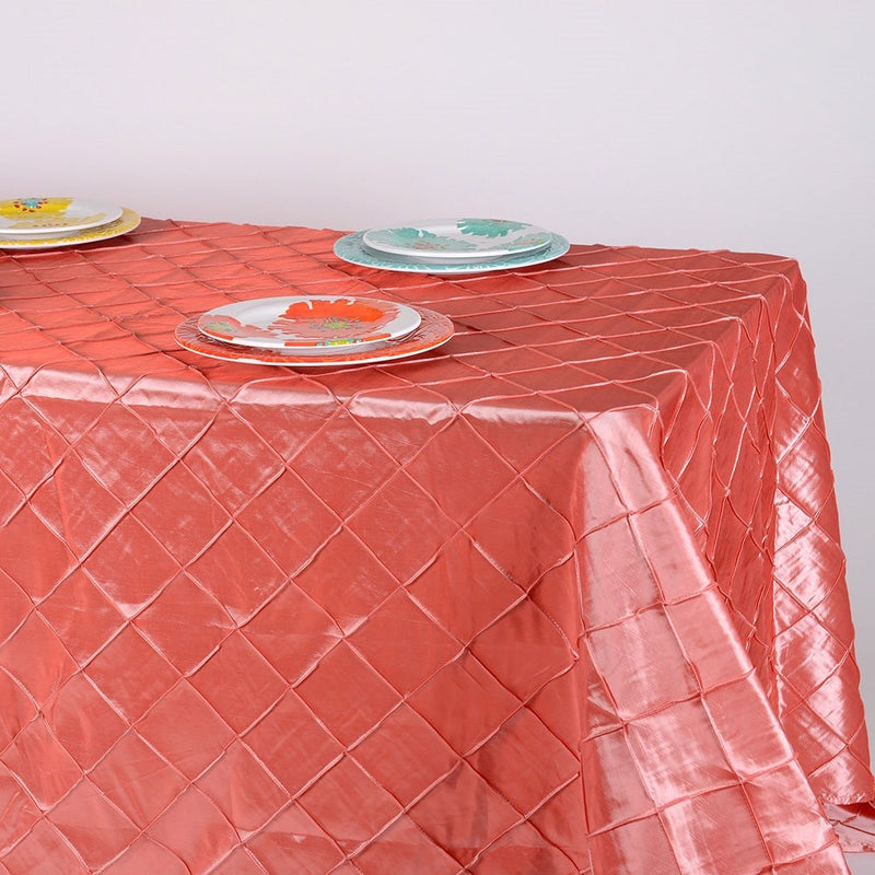 Coral - 90 Inch x 156 Inch - Pintuck Satin Tablecloth BBCrafts.com