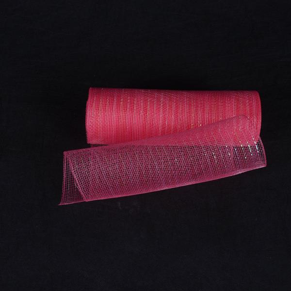 Coral Iridescent - Deco Mesh Wrap Metallic Stripes - ( 10 Inch x 10 Yards ) BBCrafts.com