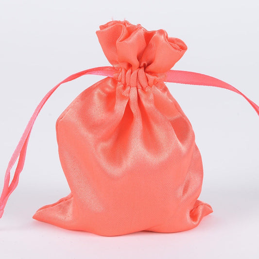 Coral - Satin Bags - ( 4x5 Inch - 10 Bags )