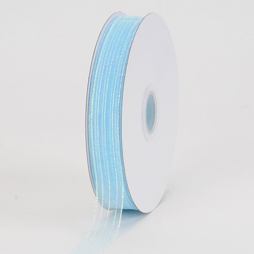 Corsage Ribbon L.Blue Iridescent ( 5/8 Inch | 50 Yards ) BBCrafts.com