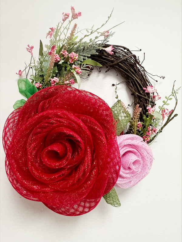 Floral Mesh Rose Wreath - Made By Designer Genine