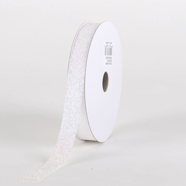 White - Metallic Glitter Ribbon - 5/8 Inch 25 Yards