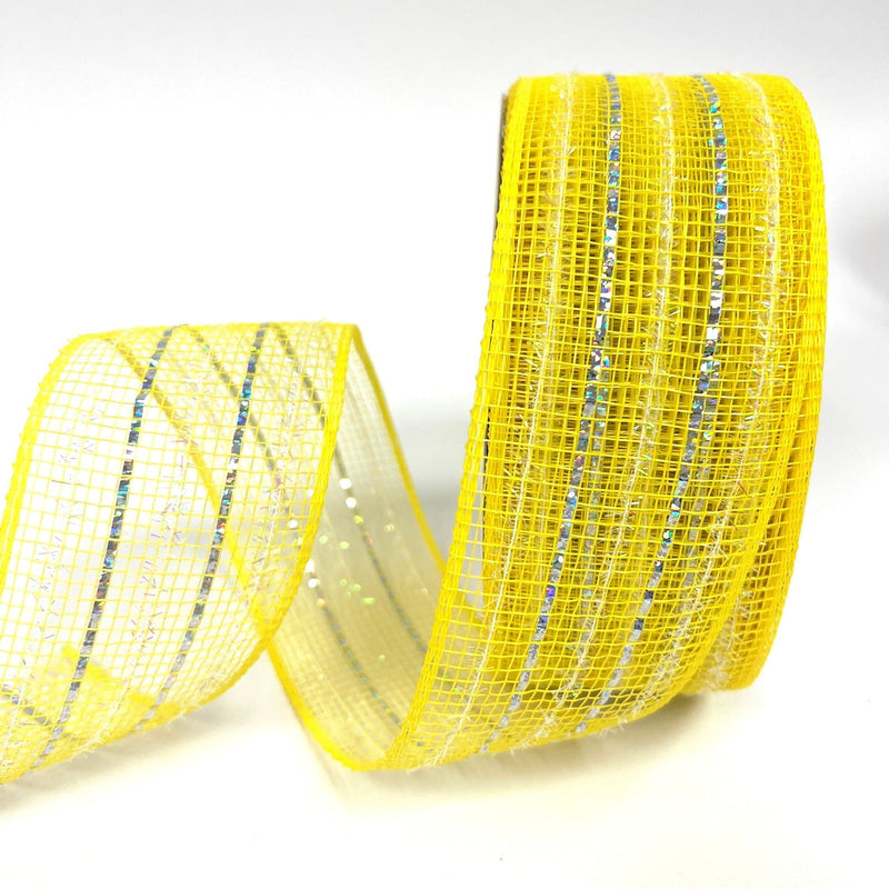 Daffodil - Laser Metallic Mesh Ribbon - ( 2 - 1/2 Inch x 25 Yards ) BBCrafts.com