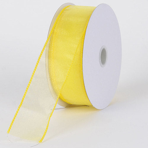 Daffodil - Organza Ribbon Thick Wire Edge 25 Yards - ( 2 - 1/2 Inch | 25 Yards ) BBCrafts.com