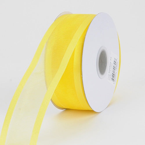 Daffodil - Organza Ribbon Two Striped Satin Edge - ( 7/8 Inch | 25 Yards ) BBCrafts.com