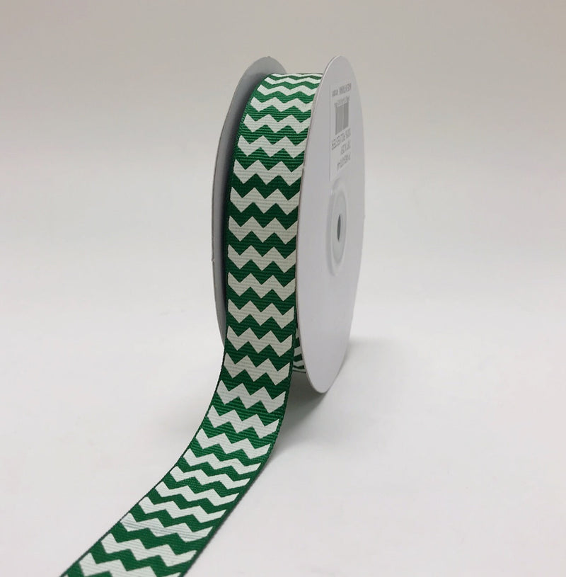 Emerald - Chevron Design Grosgrain Ribbon ( 7/8 Inch | 25 Yards ) BBCrafts.com