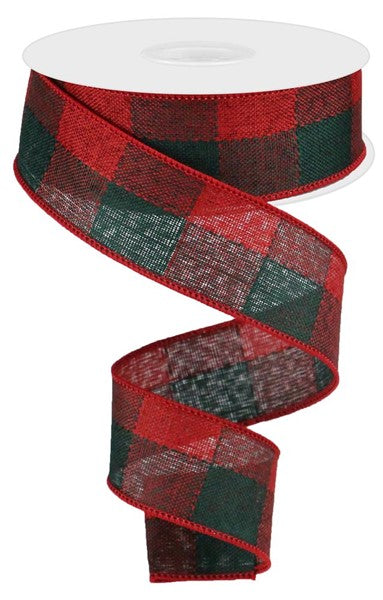 Emerald Red - Woven Check Wired Edge Ribbon - ( 1-1/2 Inch | 10 Yards ) BBCrafts.com