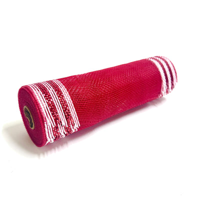 Red/White Deco Mesh - ( 10 Inch x 10 Yards )