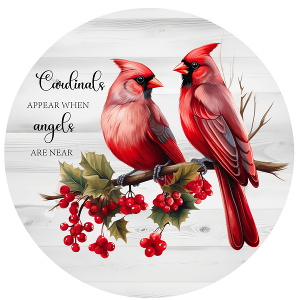 FALL Metal Sign: CARDINAL BIRDS - Wreath Accent - Made In USA BBCrafts.com
