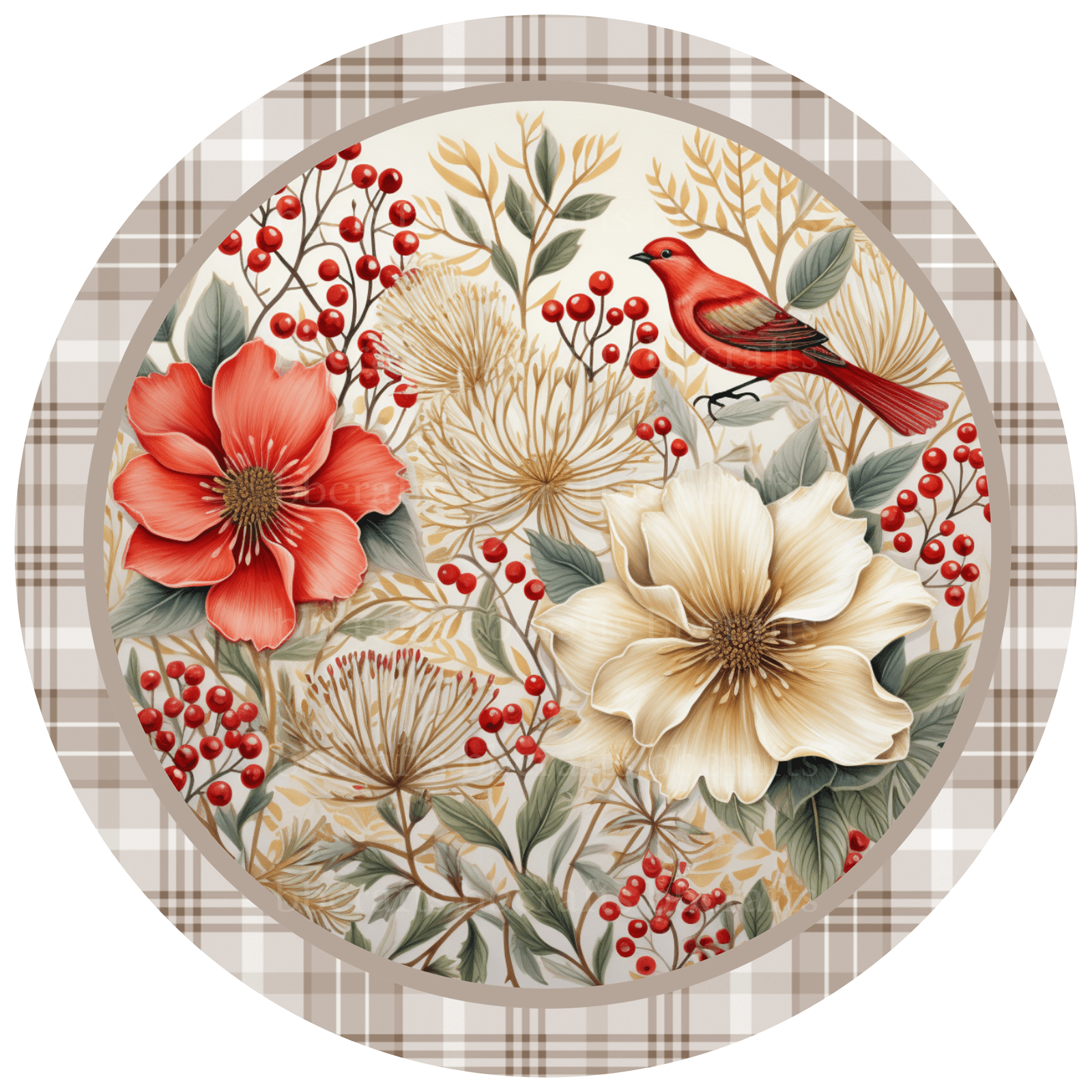 Bird with Flowers Metal / Vinyl Sign - Made in USA