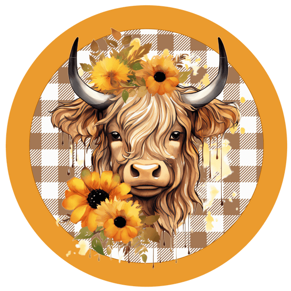 Fall Metal Sign: COW - Wreath Accent - Made In USA BBCrafts.com