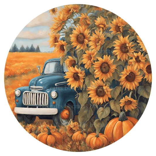 Sunflowers & Pumpkins Metal / Vinyl Sign - Made in USA