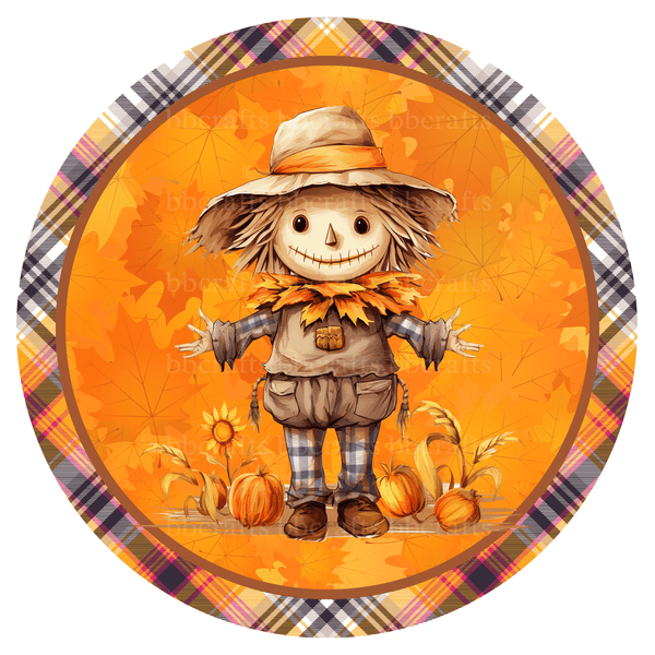 Fall Metal Sign: PUMPKIN SCARECROW - Wreath Accents - Made In USA BBCrafts.com