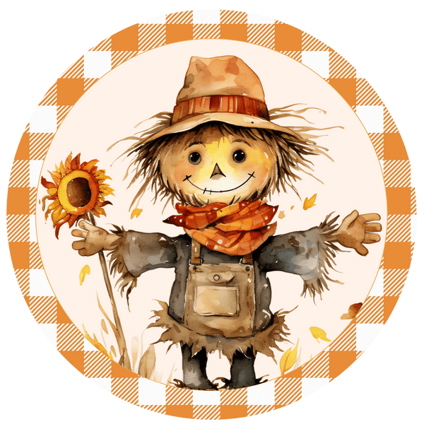 Fall Metal Sign: SCARECROW - Wreath Accent - Made In USA BBCrafts.com