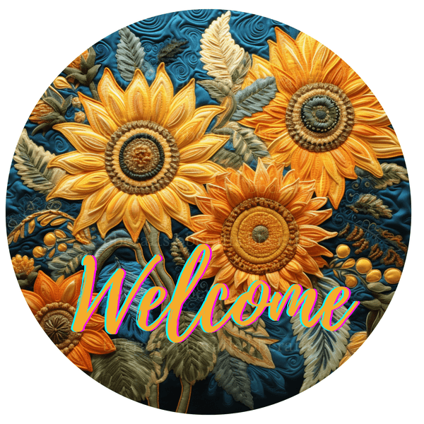 Fall Metal Sign: WELCOME SUNFLOWER - Made In USA - BBCrafts.com