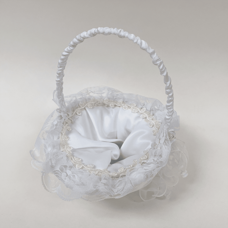Flower Girl Baskets White ( 10 Inch x 8 Inch ) - 4089W BBCrafts.com