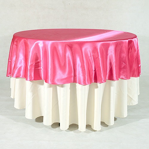 Fuchsia - 108 Inch Satin Round Tablecloths - ( 108 Inch | Round ) BBCrafts.com