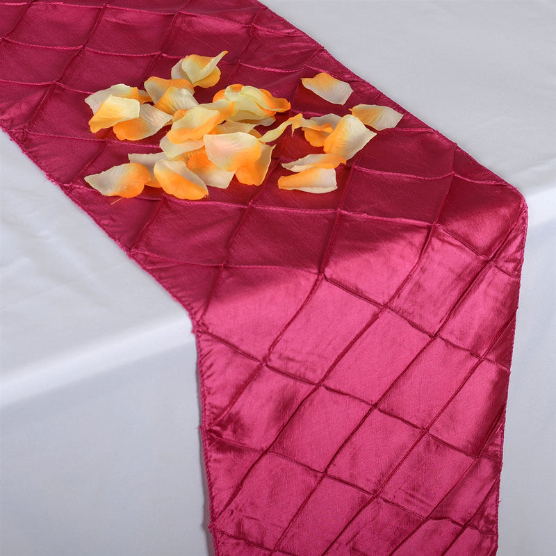 Fuchsia - 12 Inch x 108 Inch Pintuck Satin Table Runner BBCrafts.com