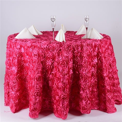 Fuchsia 120 Inch Rosette Tablecloths BBCrafts.com