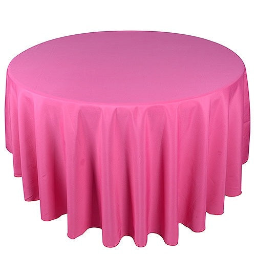 Fuchsia - 132 Inch Round Polyester Tablecloths - ( 132 Inch | Round ) BBCrafts.com