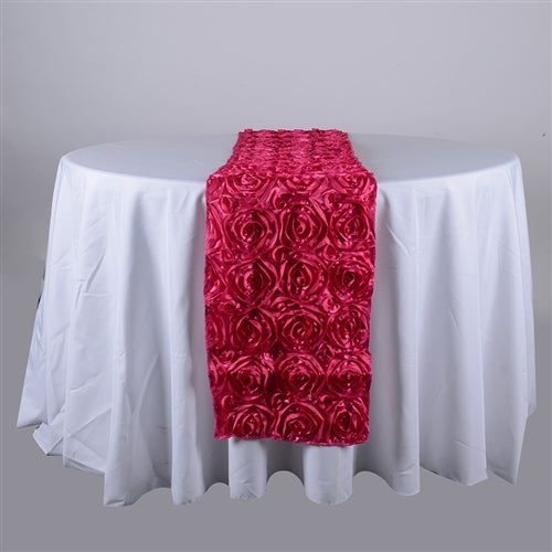 Fuchsia 14 Inch x 108 Inch Rosette Table Runner BBCrafts.com