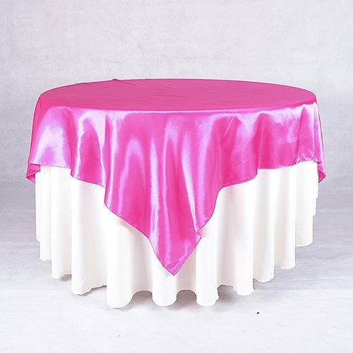 Fuchsia - 90 x 90 Satin Table Overlays - ( 90 Inch x 90 Inch ) BBCrafts.com