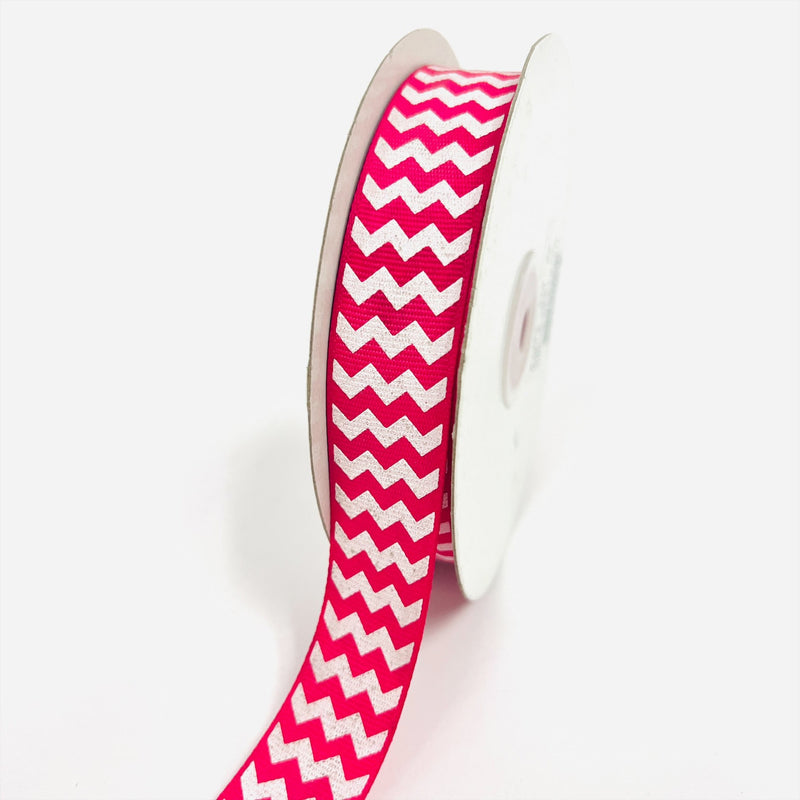 Fuchsia - Chevron Design Grosgrain Ribbon ( 7/8 Inch | 25 Yards ) BBCrafts.com