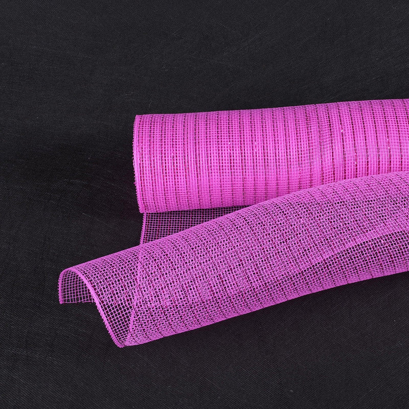 Fuchsia - Deco Mesh Wrap Metallic Stripes - ( 10 Inch x 10 Yards ) BBCrafts.com