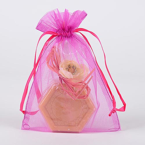 Fuchsia  - Organza Bags - ( 4 x 5 Inch - 10 Bags ) BBCrafts.com