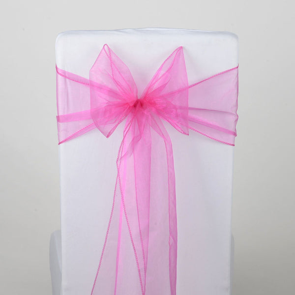 Fuchsia - Organza Chair Sash - ( Pack of 10 Piece - 8 inches x 108 inches ) BBCrafts.com