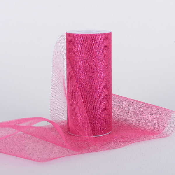 Fuchsia Premium Glitter Tulle Fabric ( W: 6 Inch | L: 10 Yards ) BBCrafts.com
