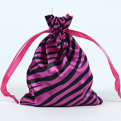 Fuchsia - Satin Animal Print Bags - ( 3x4 Inch - 10 Bags ) BBCrafts.com