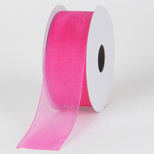 Fuchsia - Sheer Organza Ribbon - ( 1 - 1/2 Inch | 25 Yards ) BBCrafts.com