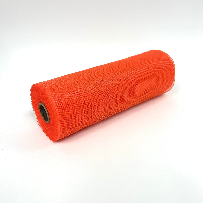 Orange - Floral Mesh Wrap Solid Color - 10 Inch x 10 Yards