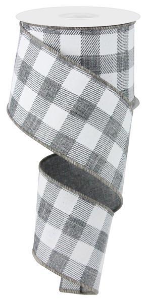 Giant Grey & White - Gingham Check Ribbon - ( 2-1/2 Inch | 10 Yards ) BBCrafts.com