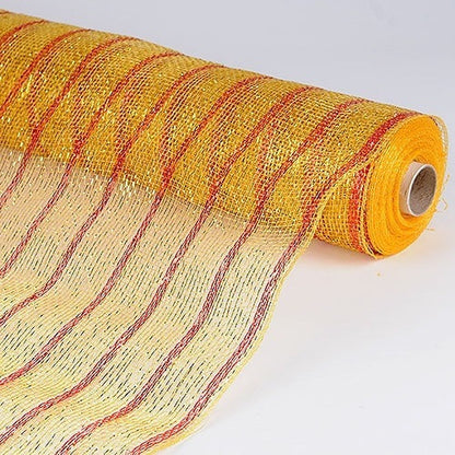 Gold - Holiday Floral Mesh Wraps - ( 21 Inch x 10 Yards ) BBCrafts.com