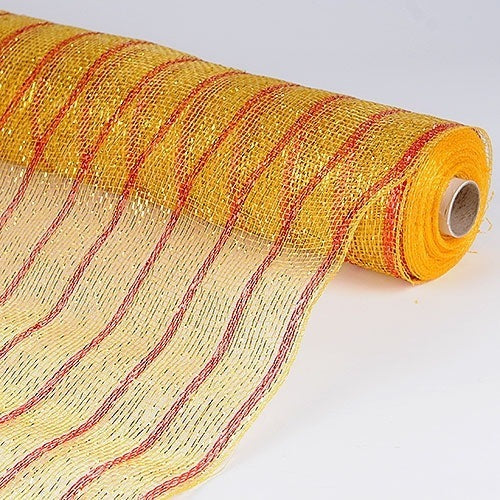 Gold - Holiday Floral Mesh Wraps - ( 21 Inch x 10 Yards ) BBCrafts.com