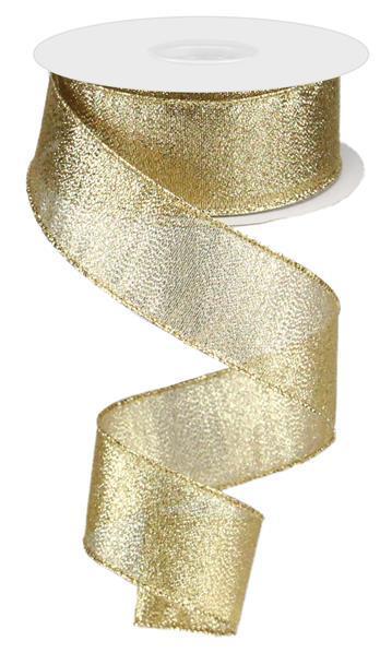 Gold - Metallic Ribbon Wired Edge - ( 1-1/2 Inch | 10 Yards ) BBCrafts.com